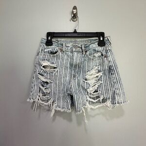 American Eagle Denim 90's boyfriend  Shorts Sz 4 Striped High Waisted‎ Ripped